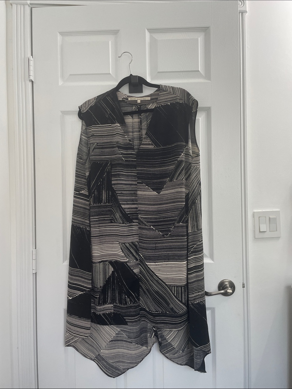 RACHEL Rachel Roy Black and Cream Asymmetrical Panel Dress